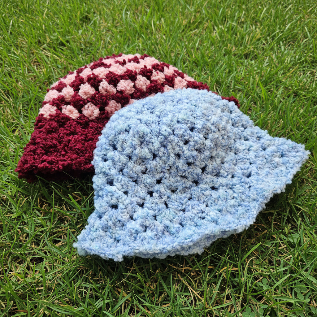 Crocheted Bucket Hat - Fluffy Sky