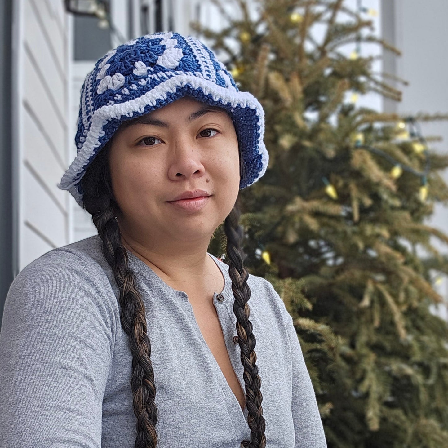 Crocheted Scrap Bucket Hat - Fine China