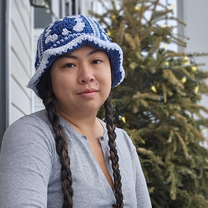 Crocheted Scrap Bucket Hat - Fine China