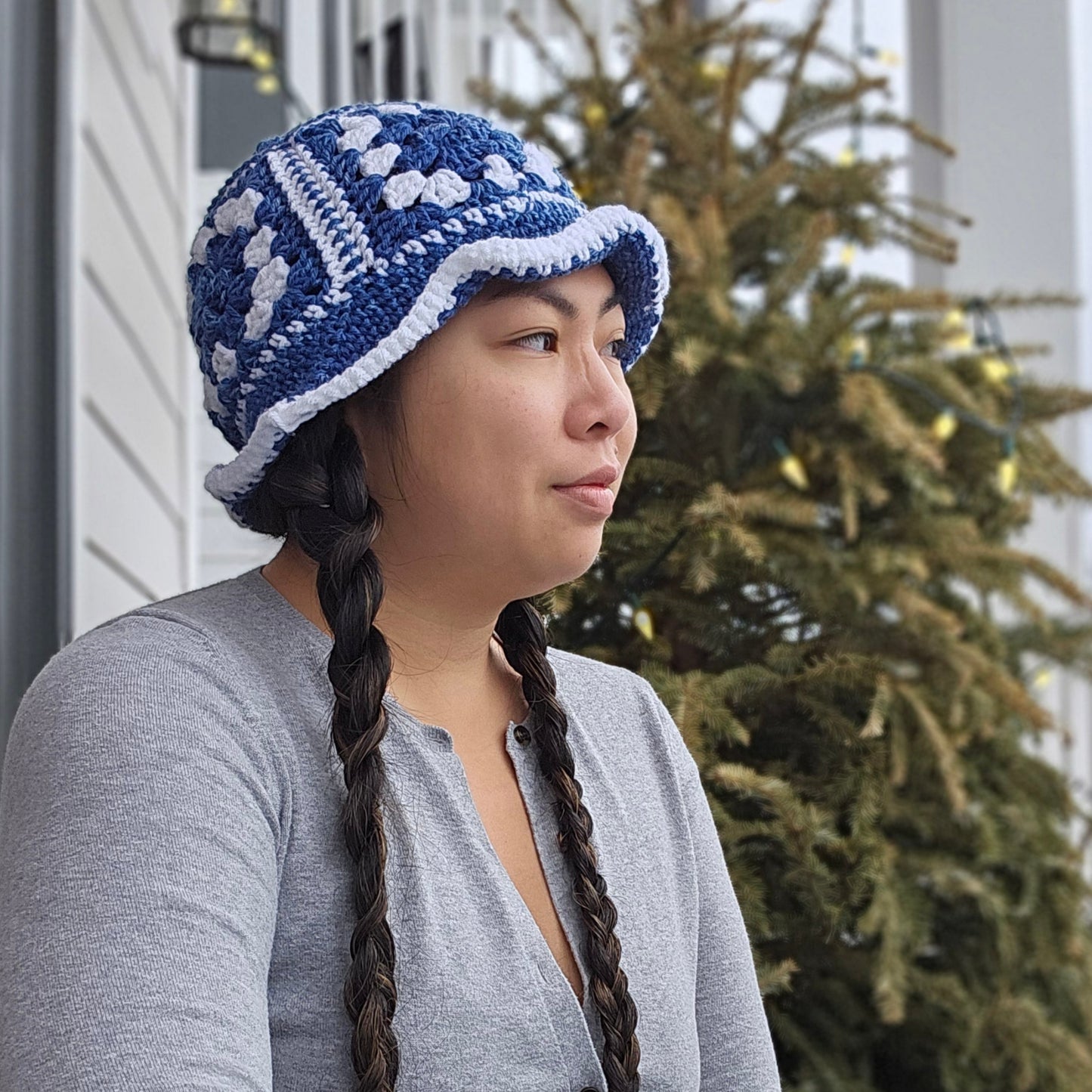 Crocheted Scrap Bucket Hat - Fine China