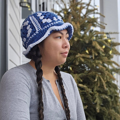 Crocheted Scrap Bucket Hat - Fine China