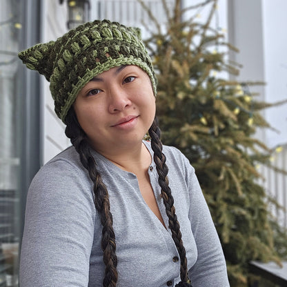 Crocheted Cat Beanie - Puff and Striped