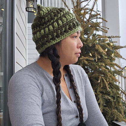 Crocheted Cat Beanie - Puff and Striped