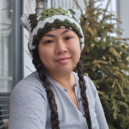 Crocheted Cat Beanie - Granny Square