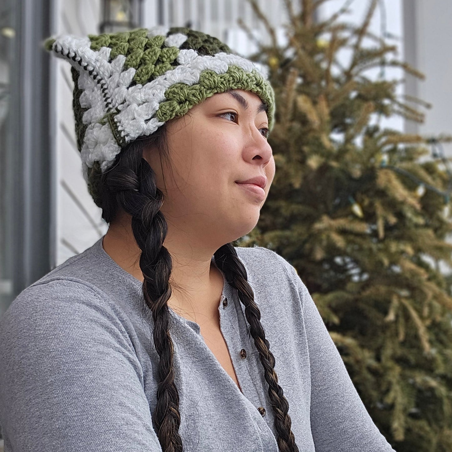 Crocheted Cat Beanie - Granny Square