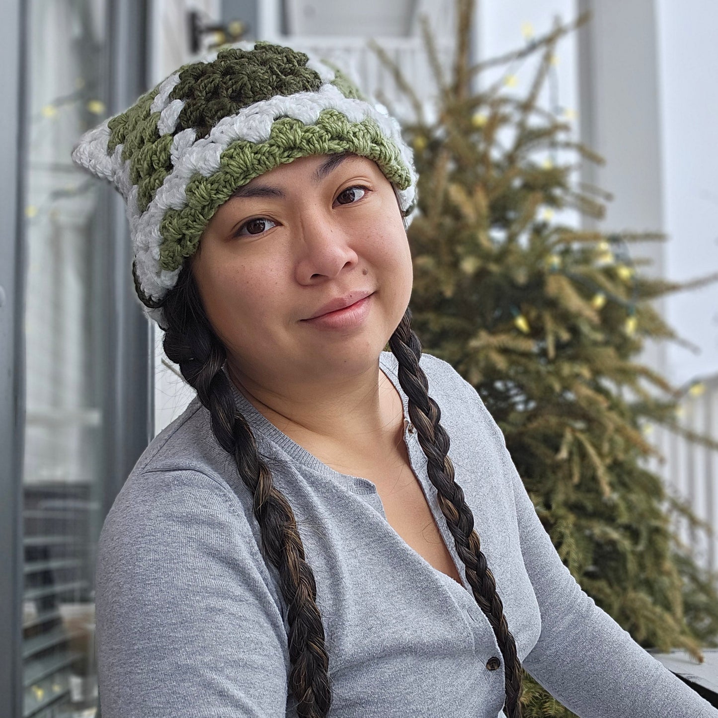 Crocheted Cat Beanie - Granny Square