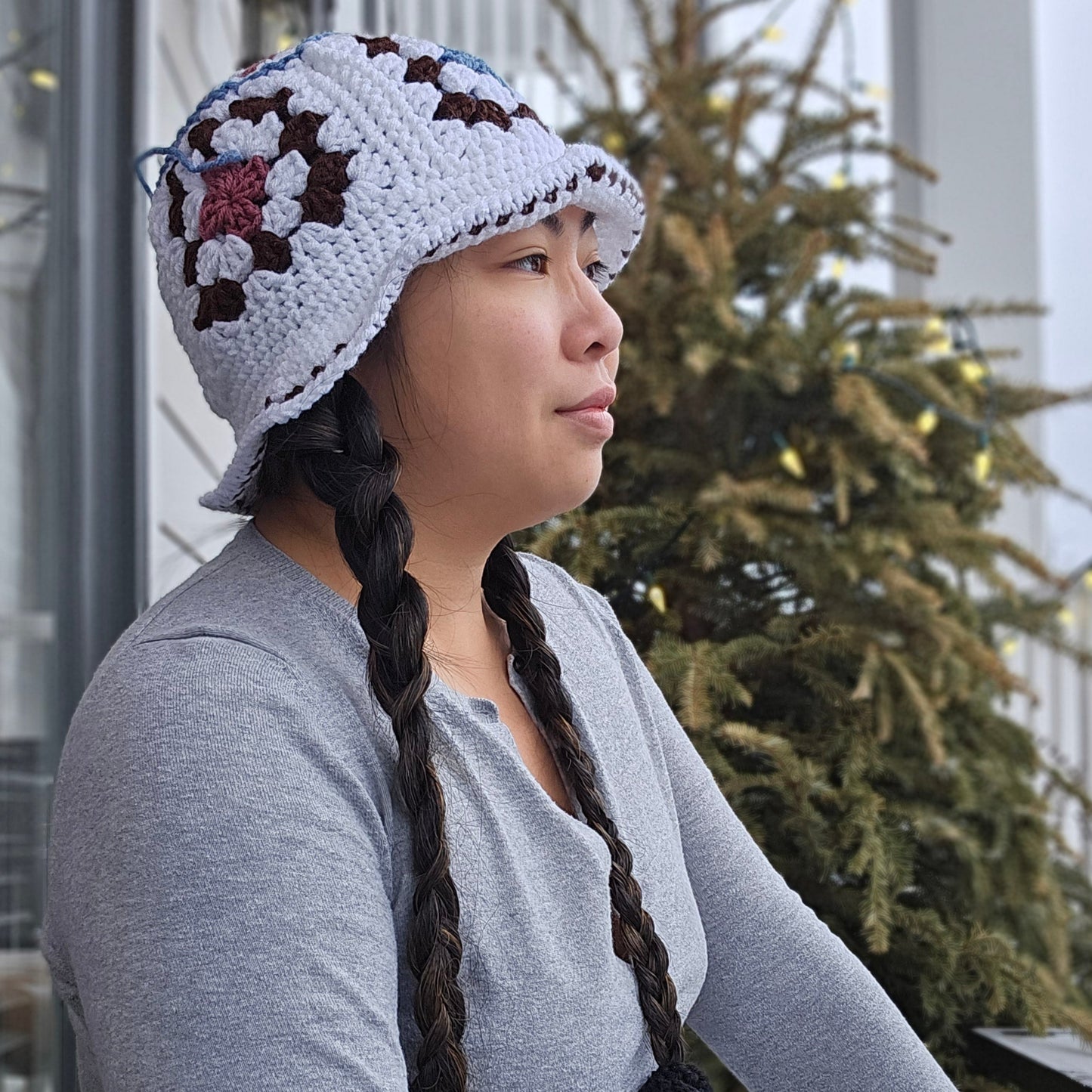 Crocheted Scrap Bucket Hat - Aurora