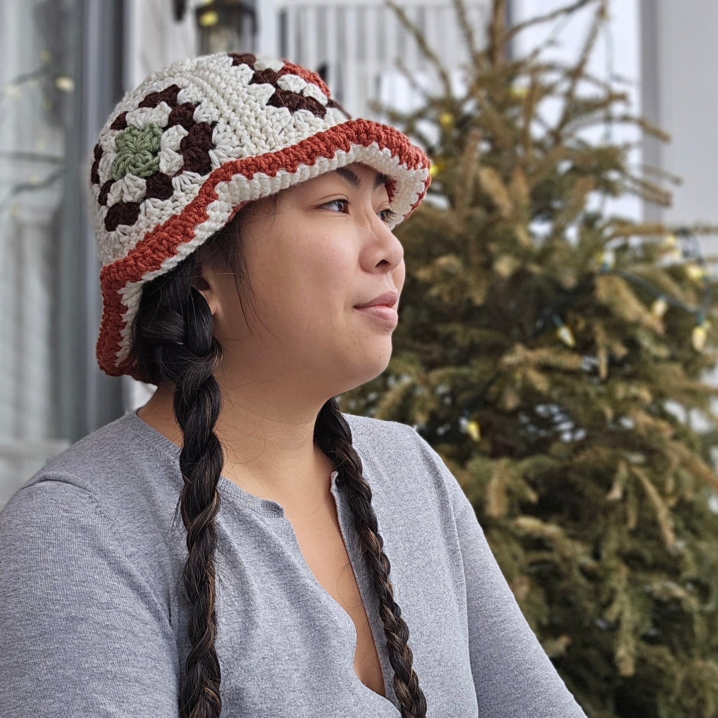 Crocheted Scrap Bucket Hat - Autumn