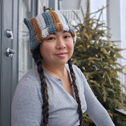 Crocheted Cat Beanie - Rib and Striped