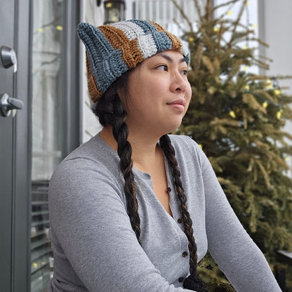 Crocheted Cat Beanie - Rib and Striped