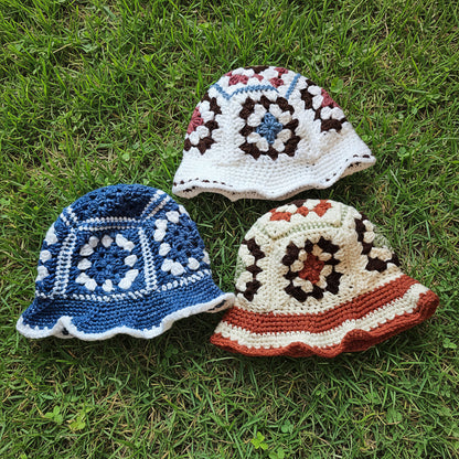 Crocheted Scrap Bucket Hat - Aurora