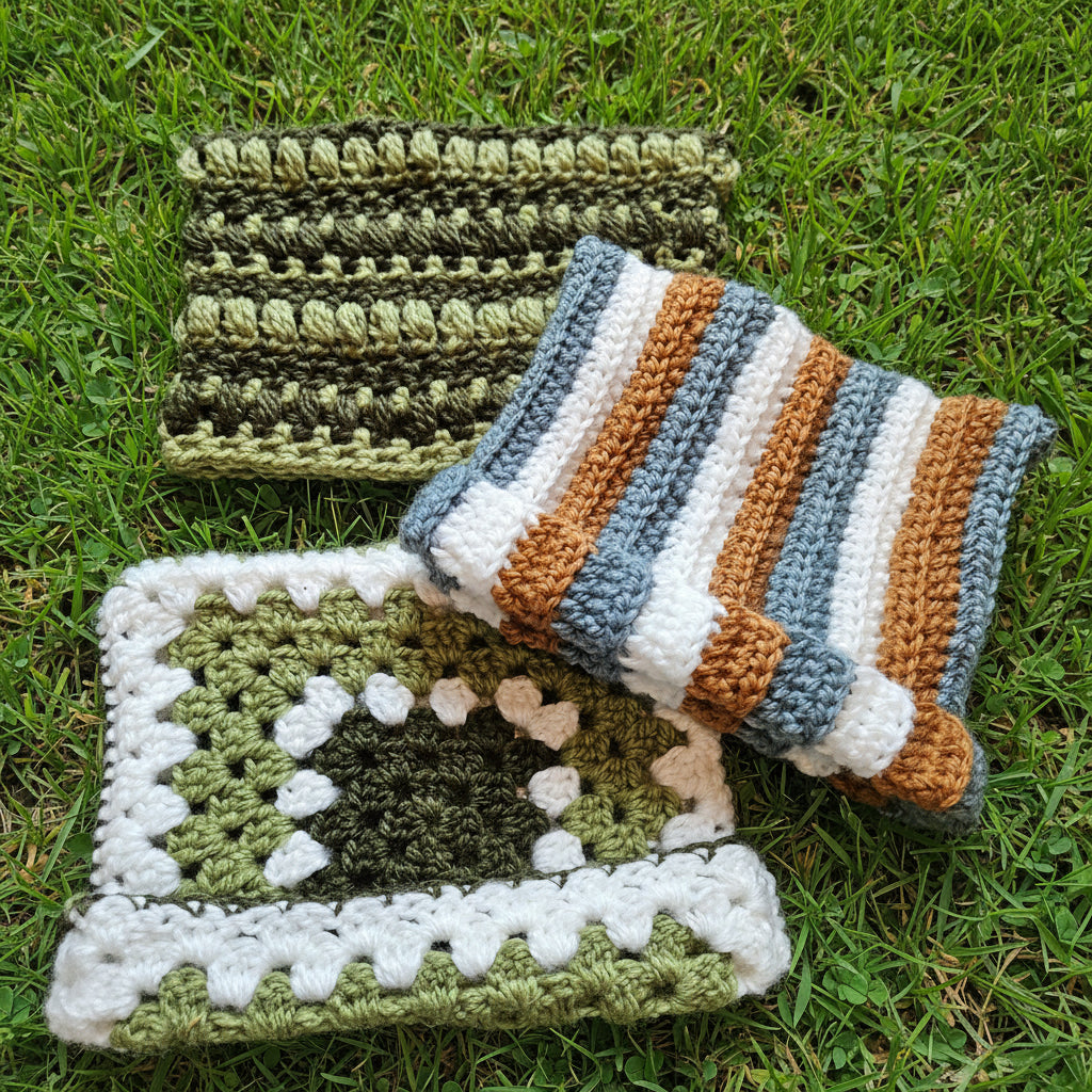 Crocheted Cat Beanie - Puff and Striped