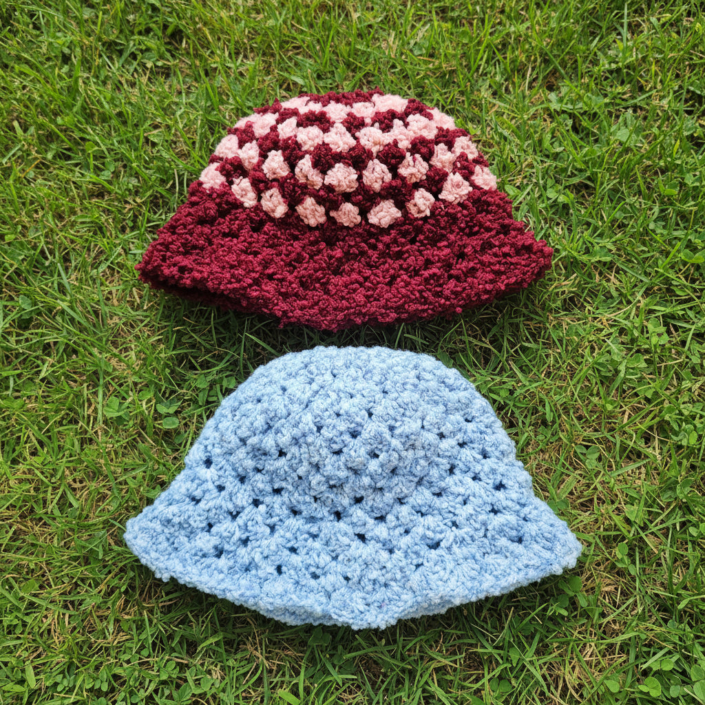 Crocheted Bucket Hat - Fluffy Sky